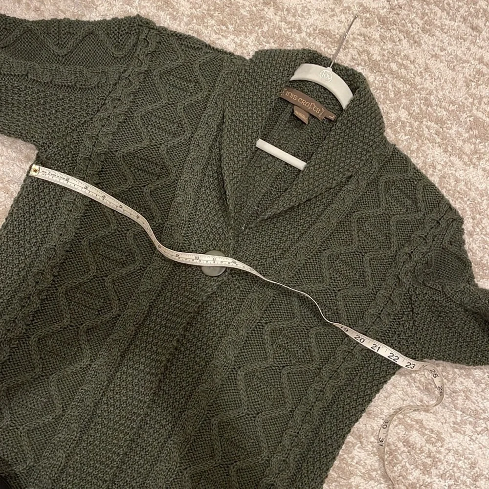 Inis Crafts Cardigan Sweater Green Wool Size Large - Picture 6 of 9